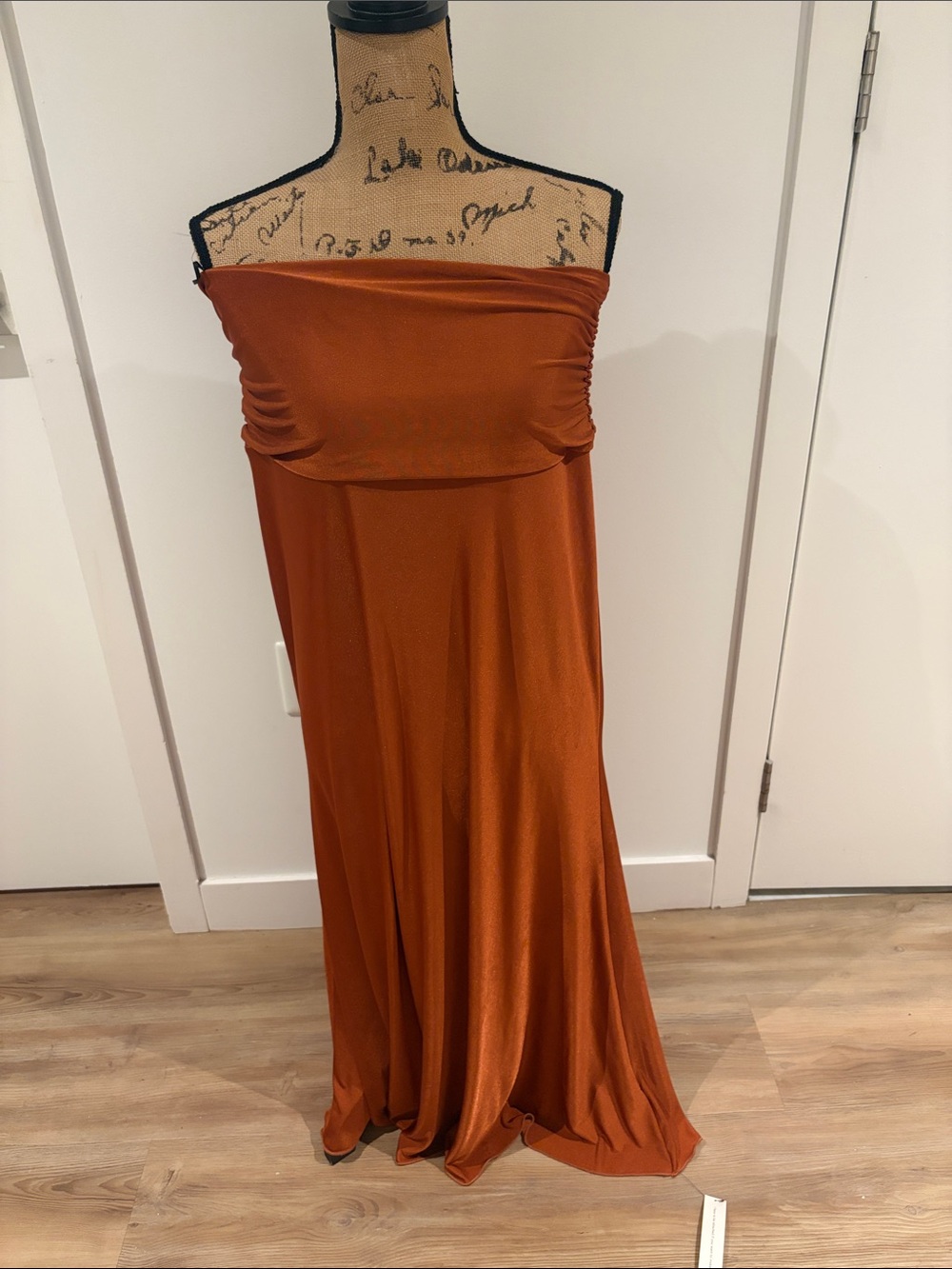 Reformation Strapless Rust-Orange Maxi Dress